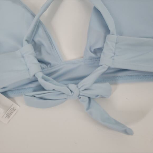 Cupshe Light Blue Tie Back Racerback Swim Top M - Picture 3 of 5